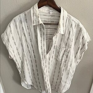 Madewell White and Tan Textured Shirt